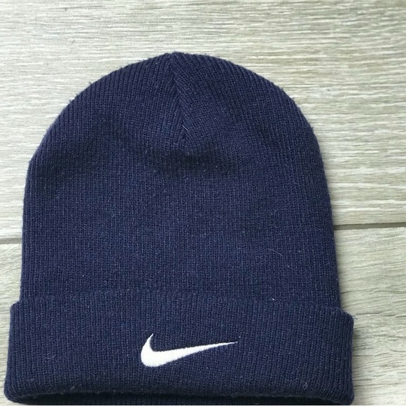 Navy Nike Swoosh Beanie - Picture 1 of 4